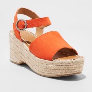 Orange Universal Thread 2-Pc Espadrille Wedge, NWT